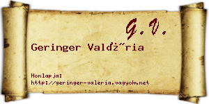 Geringer Valéria névjegykártya